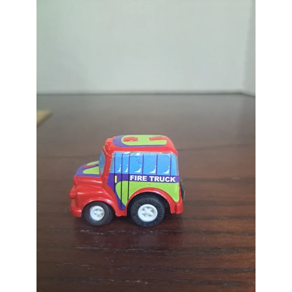 Vintage San Ren Hang Red Fire Truck Pull Back Racer